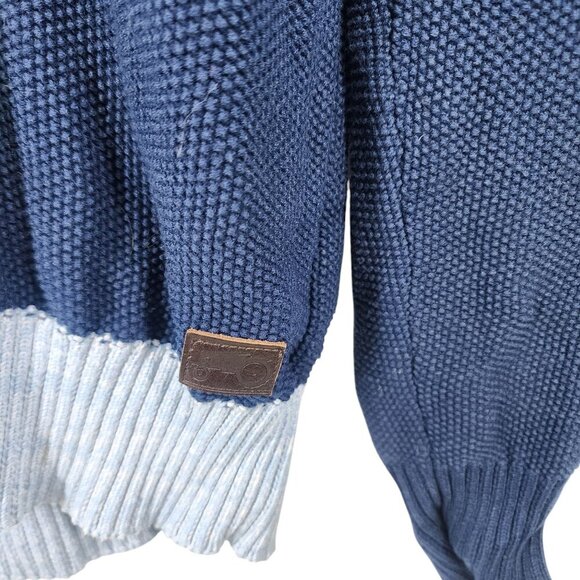 Moods Of Norway Mens V-Neck Blue Striped Sweater Size L 100% Cotton - Picture 4 of 6